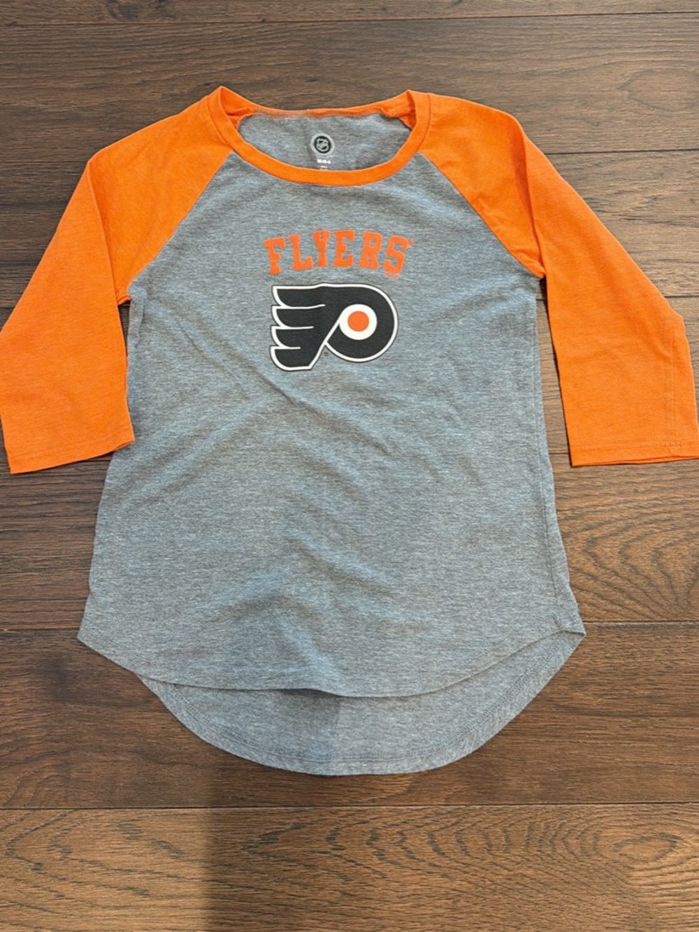 Kids Flyers Raglan Baseball Tee - Orange and Gray Size 8 - C34-126